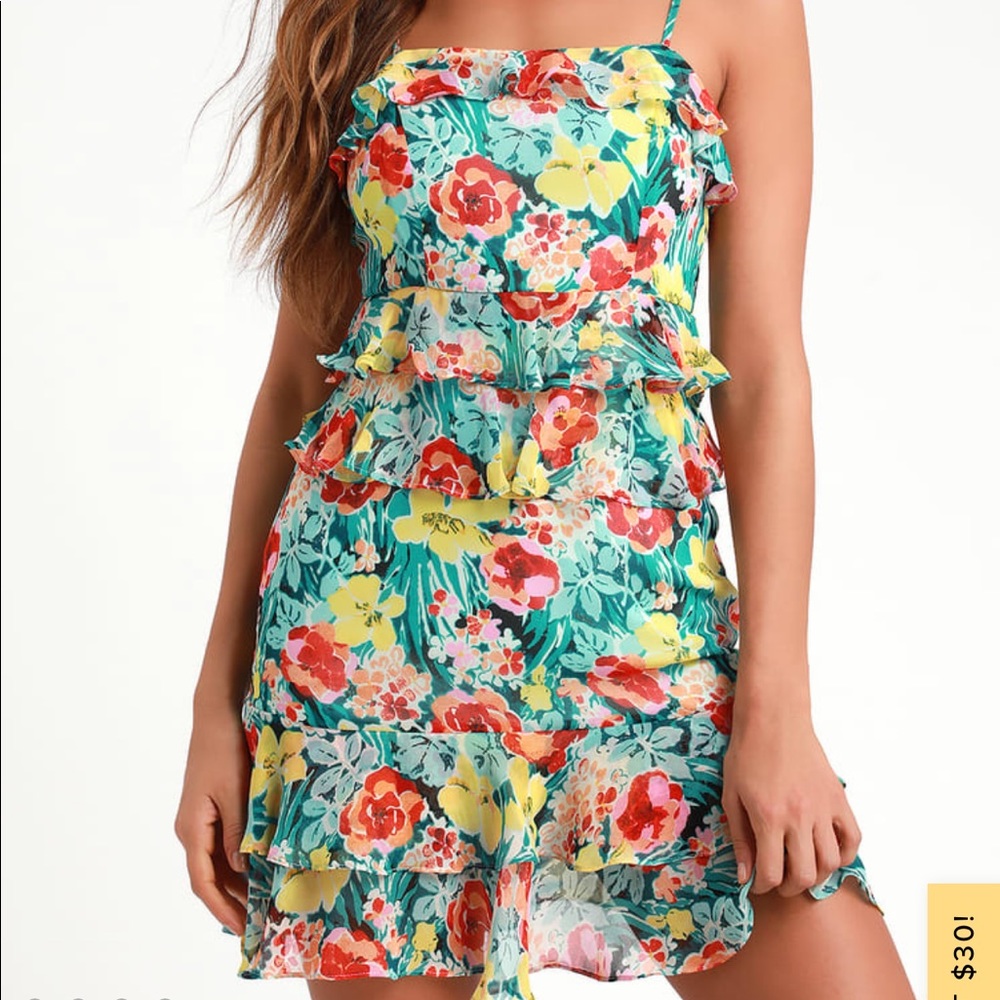 Floral print ruffle dress